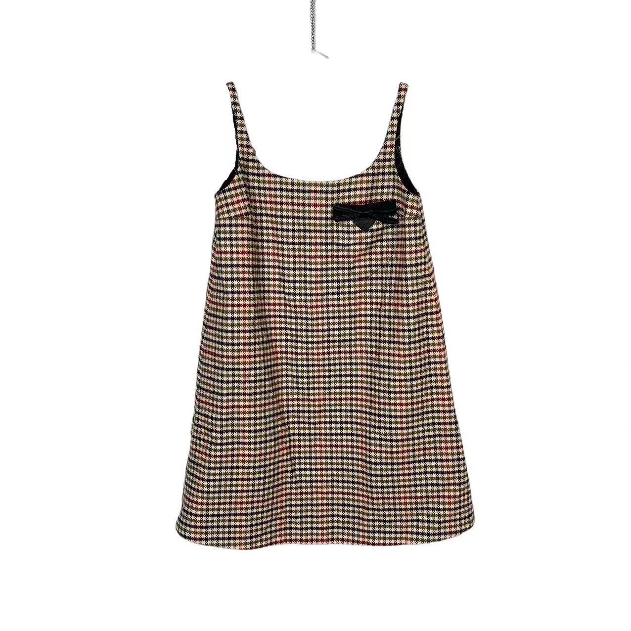 99新 Prada/普拉达 13491 三角皮标格纹连衣裙 36码 