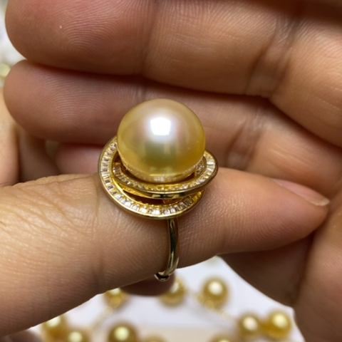 戒指海水珍珠银S925镶嵌