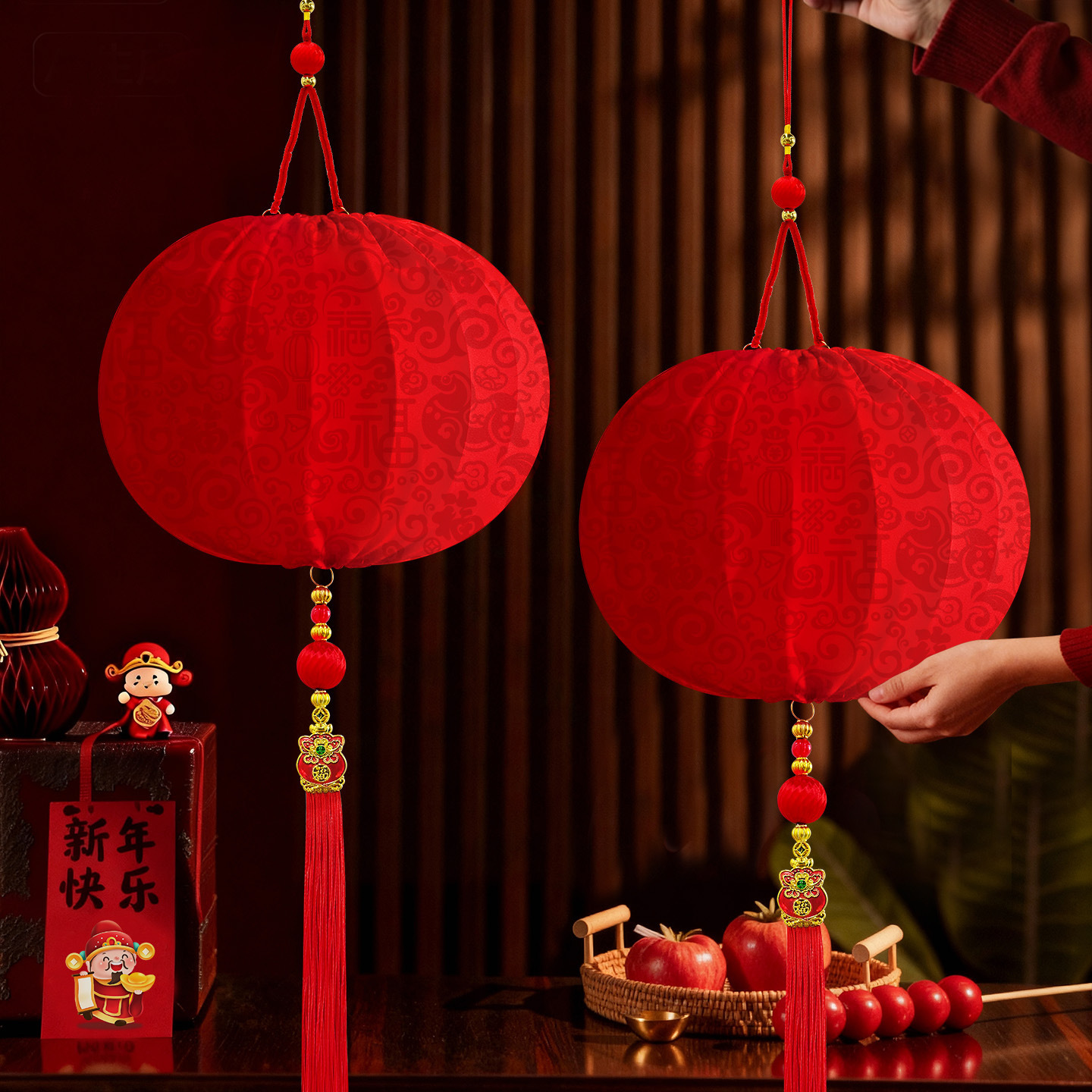 2026马年新年大灯笼春节装饰品过年布置氛围门口一对发光红灯笼