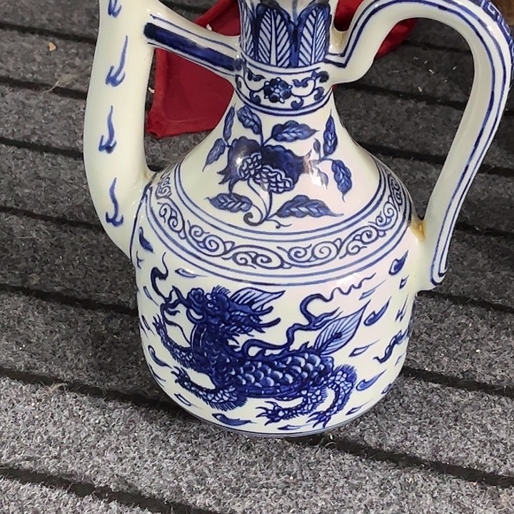 天***友摆件青花壶麒麟花的