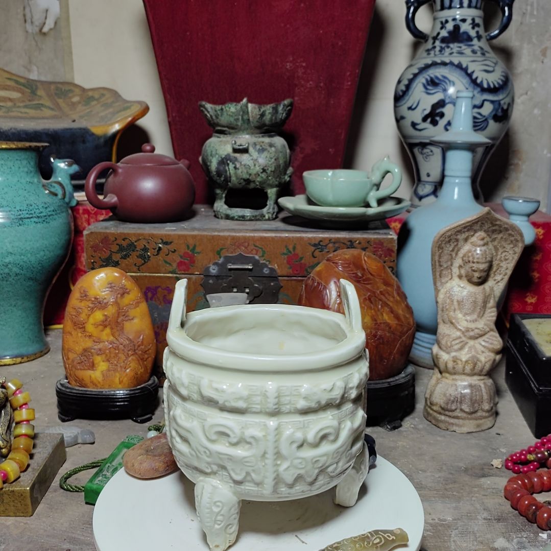 瓷片青花瓷瓶手工制作