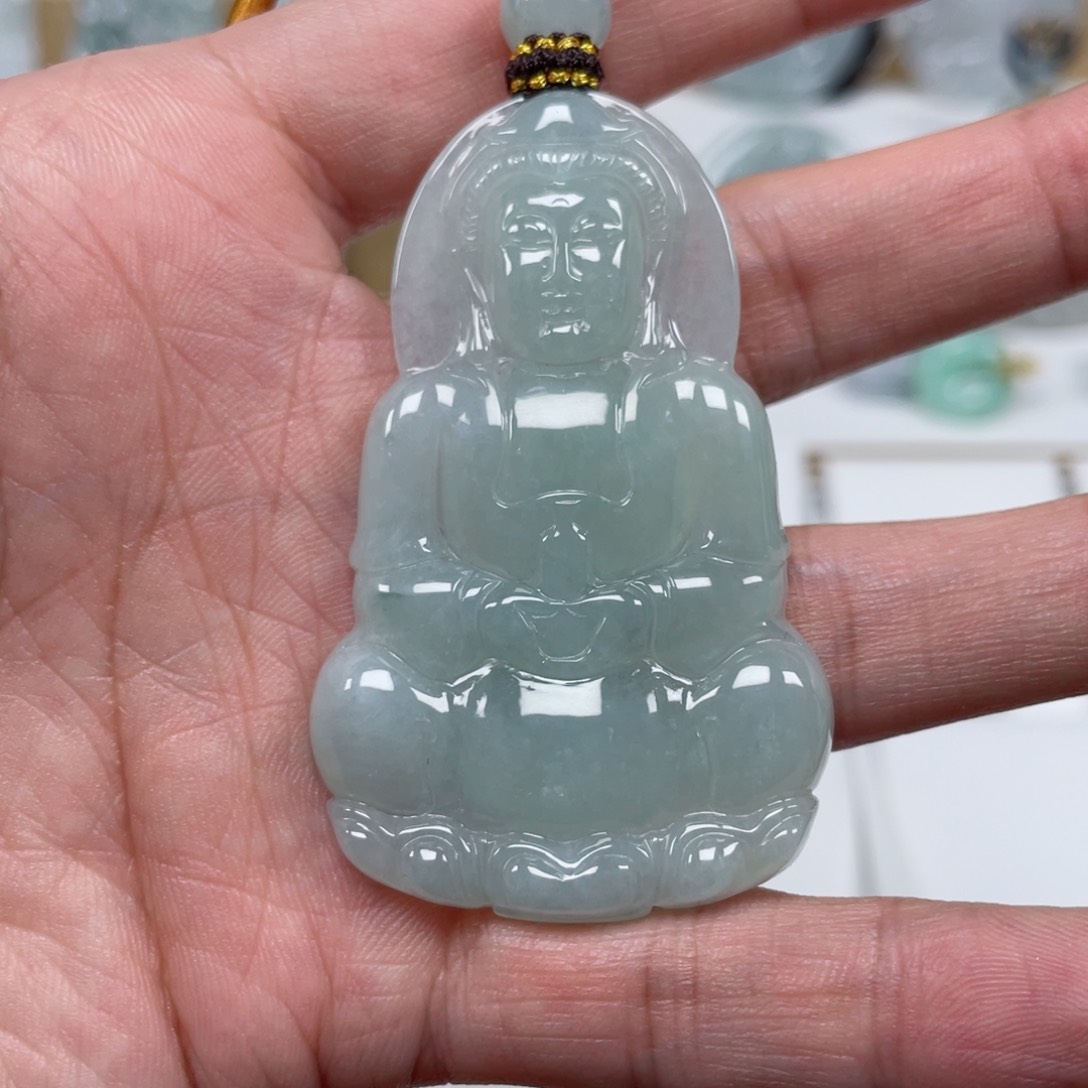 翡翠颈饰未镶嵌天然翡翠A货观音78号