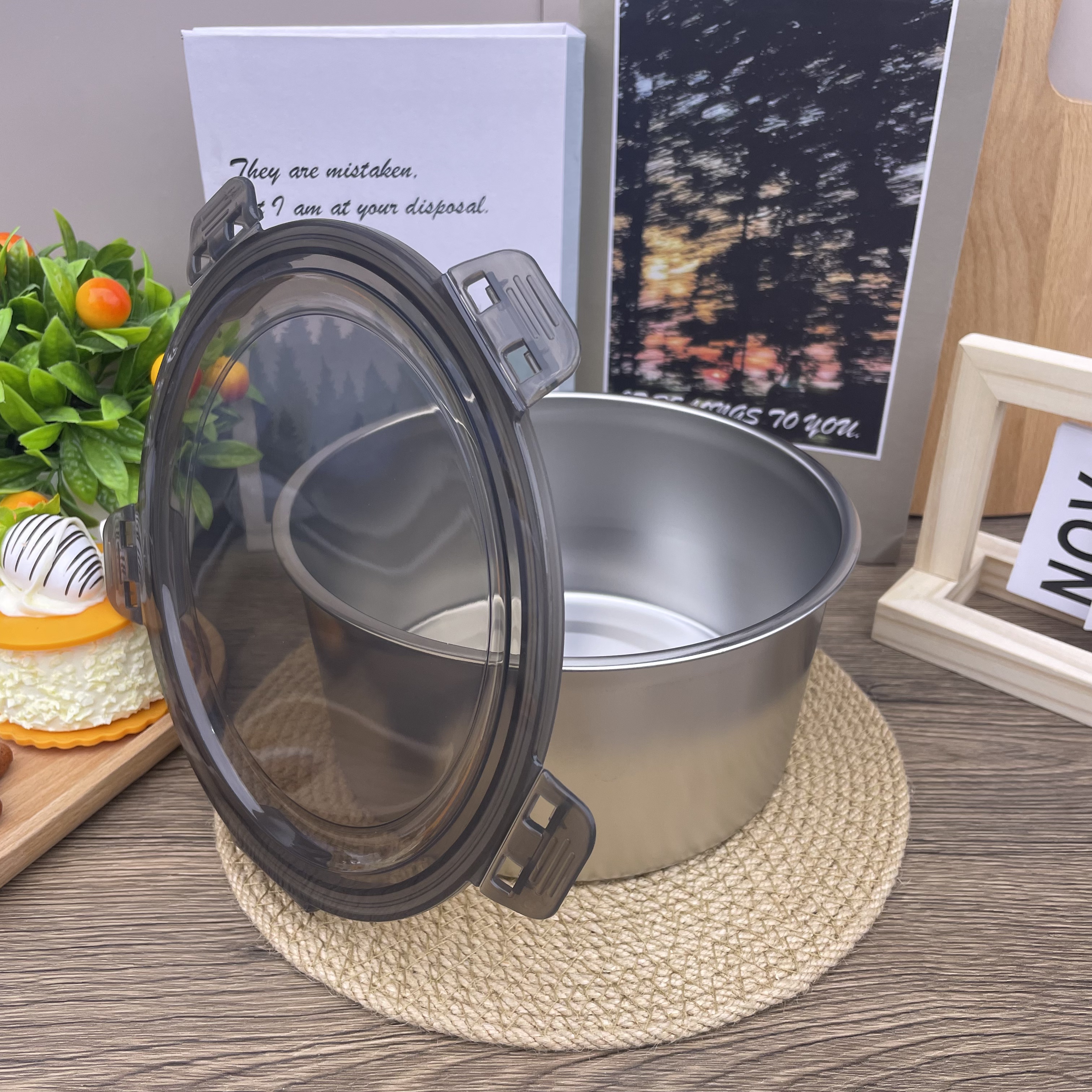 【大号】乐某扣大容量圆形灰盖保鲜盒1个家用厨房【汤家限定】