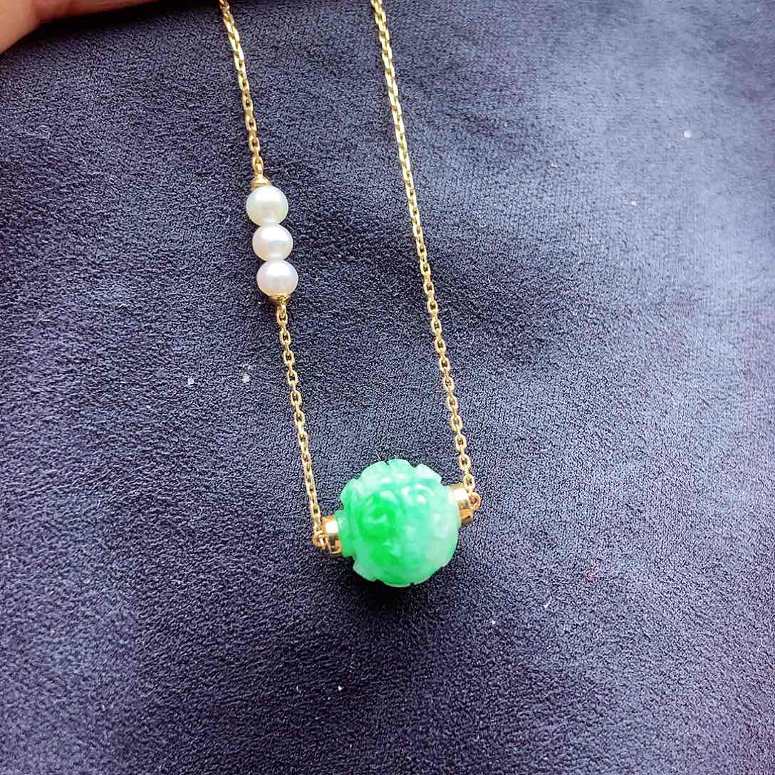 翡翠颈饰18K金镶嵌上新