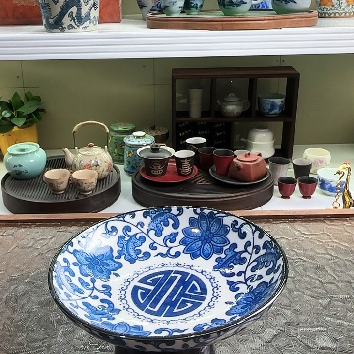 青花瓷器旅行茶具茶叶罐玻璃杯个人杯