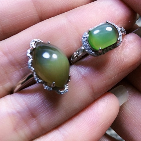 和田玉银S925镶嵌戒指