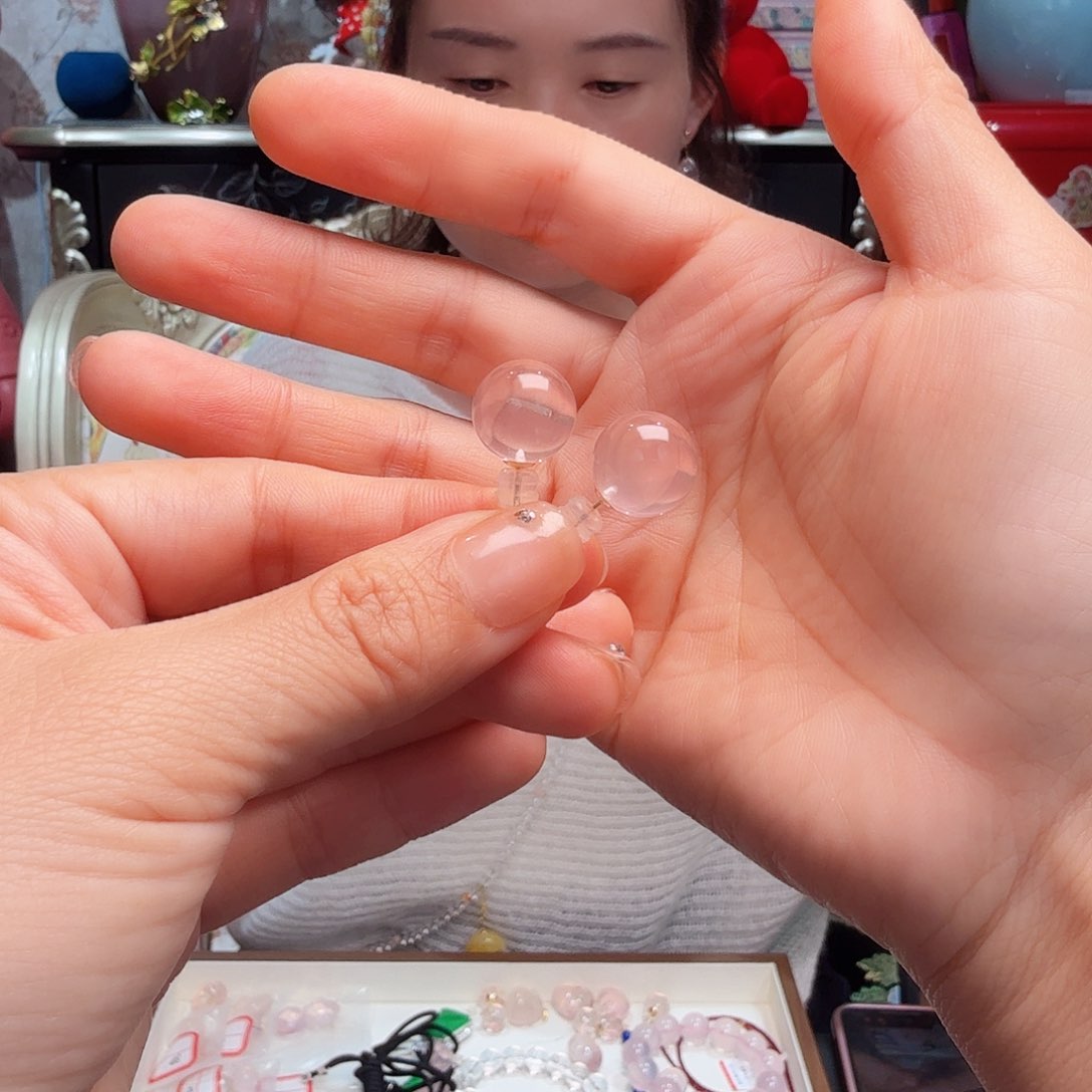 水晶耳饰18K金镶嵌耳饰