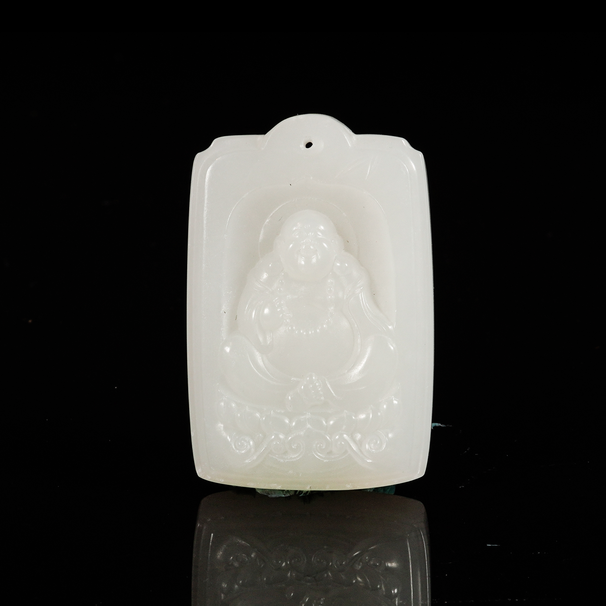 LOT.029和田羊脂白玉弥勒佛牌/X100