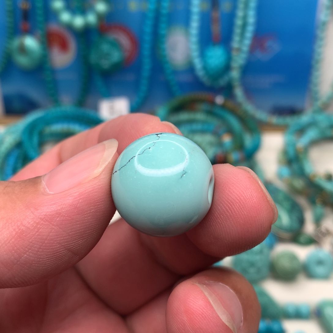 绿松石未镶嵌苹果圆锁骨珠