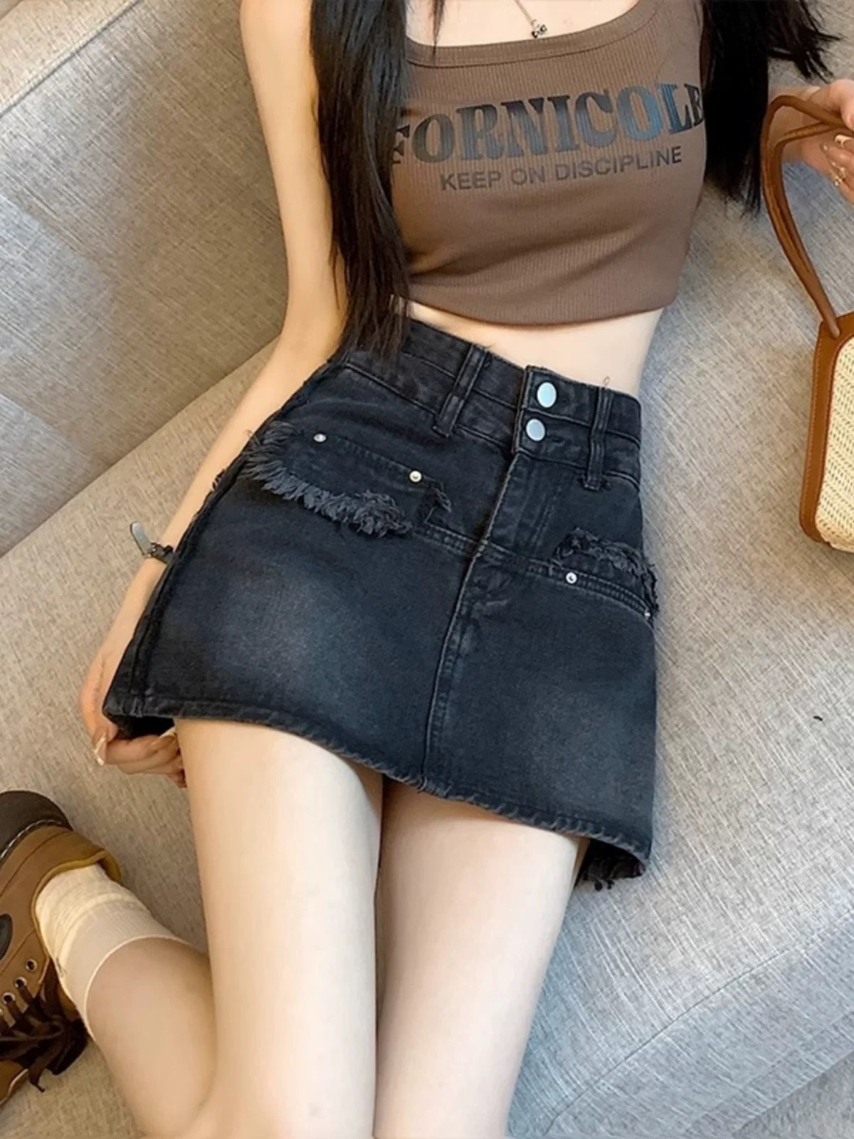 赤（直播间贴号拍)百搭短裙半身裙