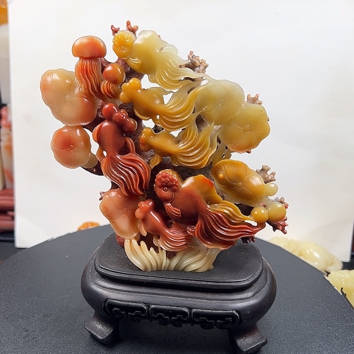 寿山石温*三彩蓉芙石