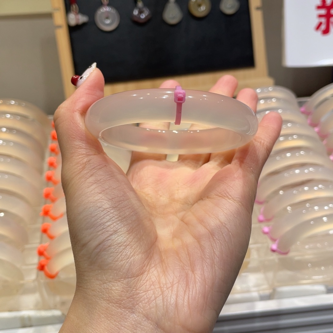 葡***柚玛瑙/玉髓未镶嵌手镯@定向荔枝冻@【58】