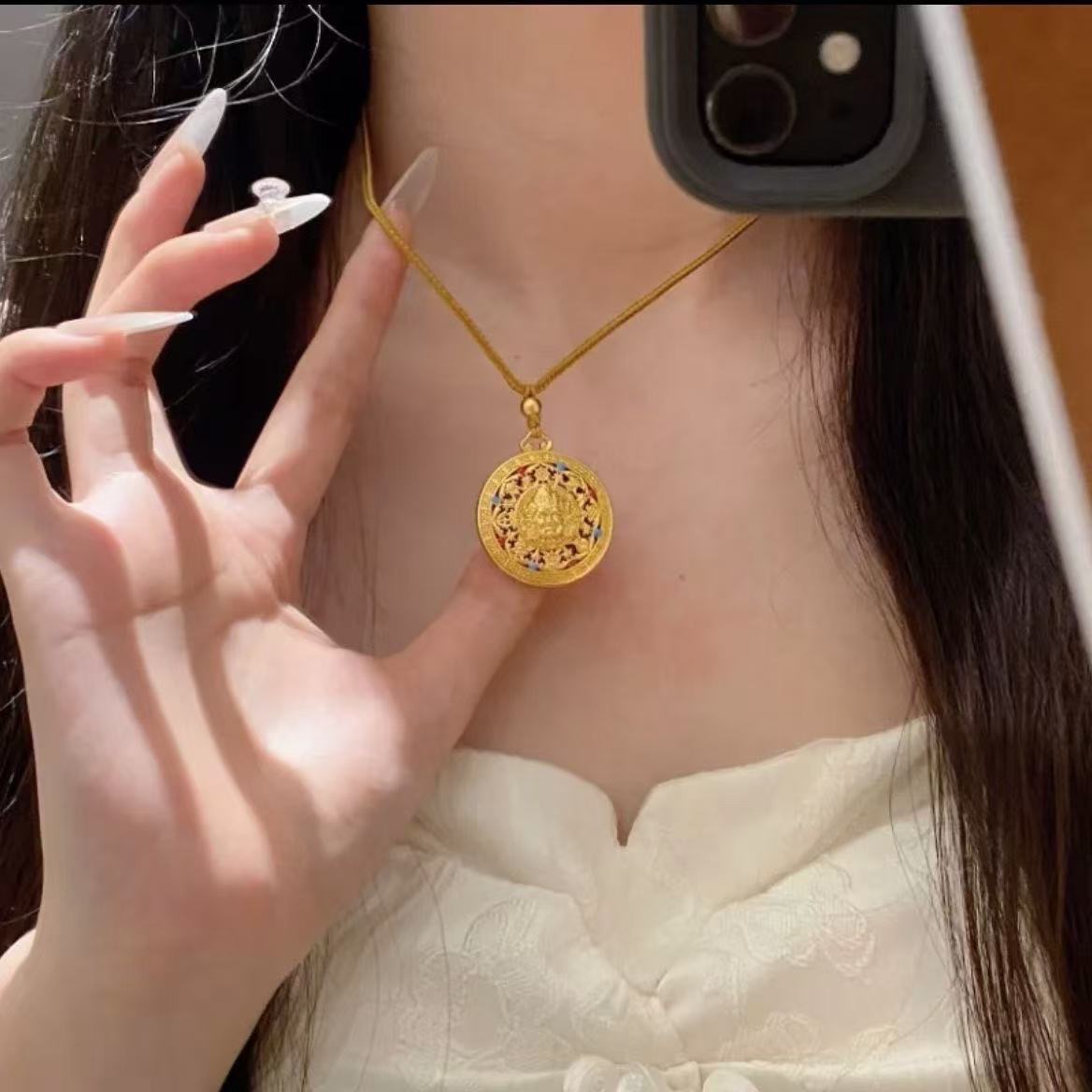 铜合金吊坠 高保色 八宝罗盘  金福字罗盘 时尚百搭 高级铜合金