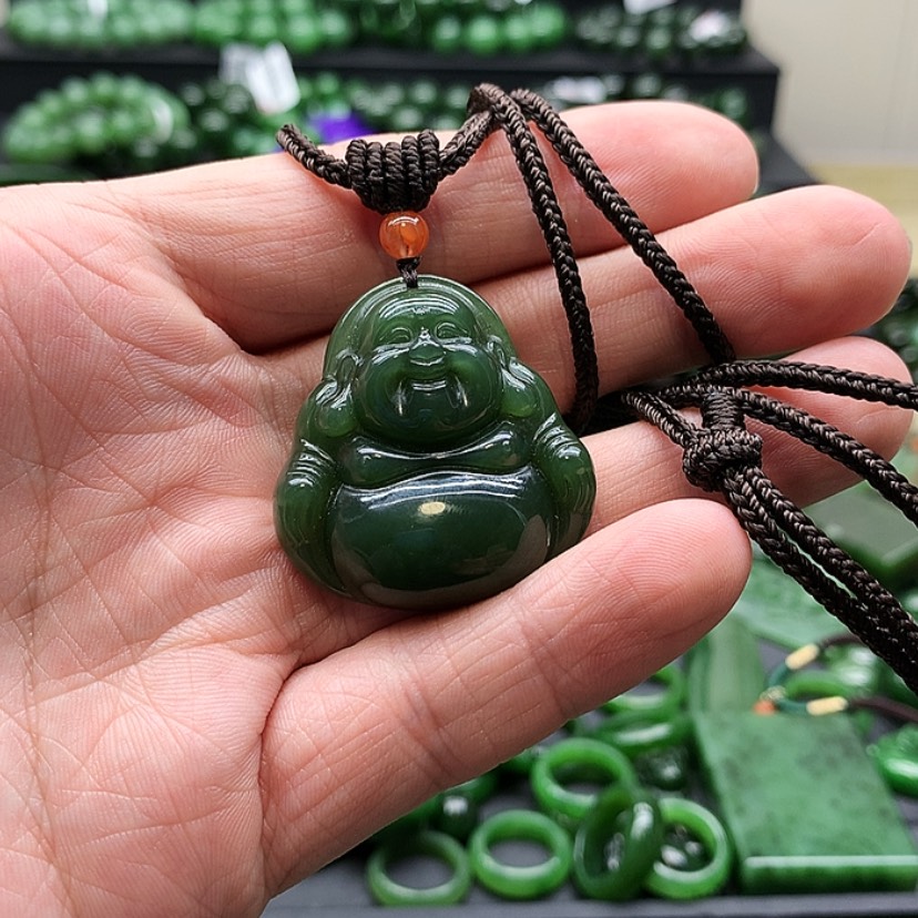 【闪购商品】和田玉（碧玉）吊坠(赠链)未镶嵌三**竖