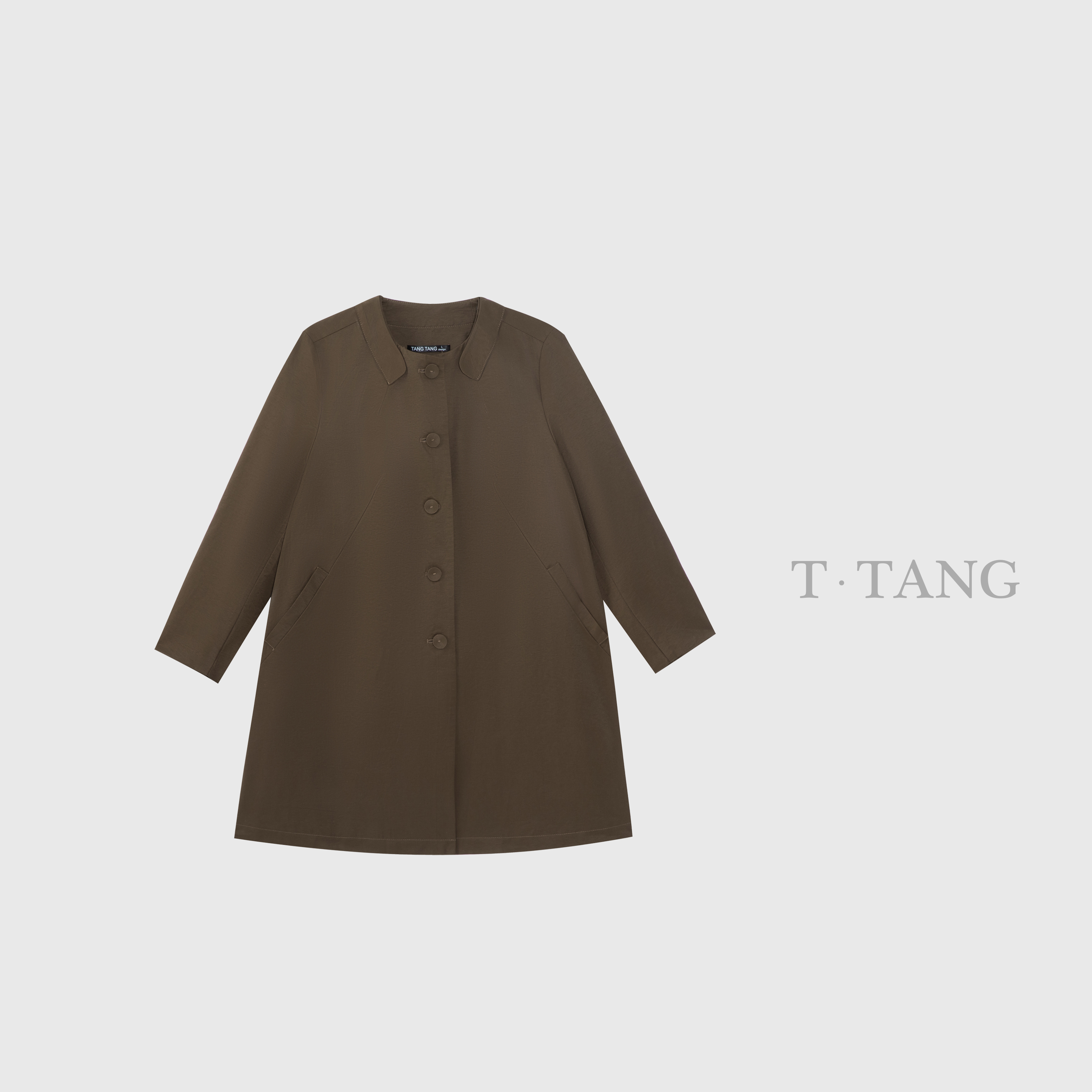 早秋170g斜纹记忆面料百搭时尚休闲立领拼片风衣【6133】FF