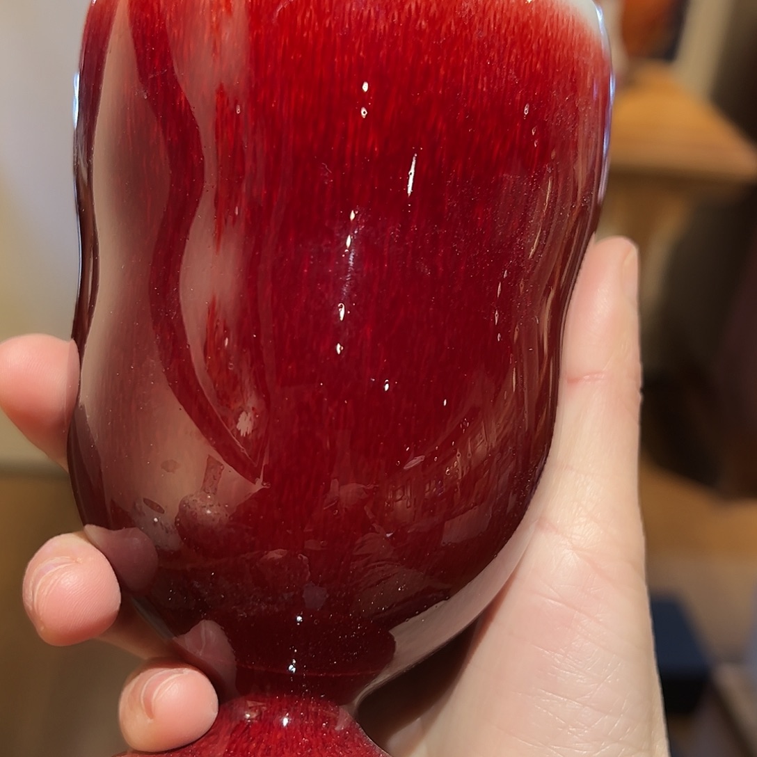 沐窑原矿朗红高足杯