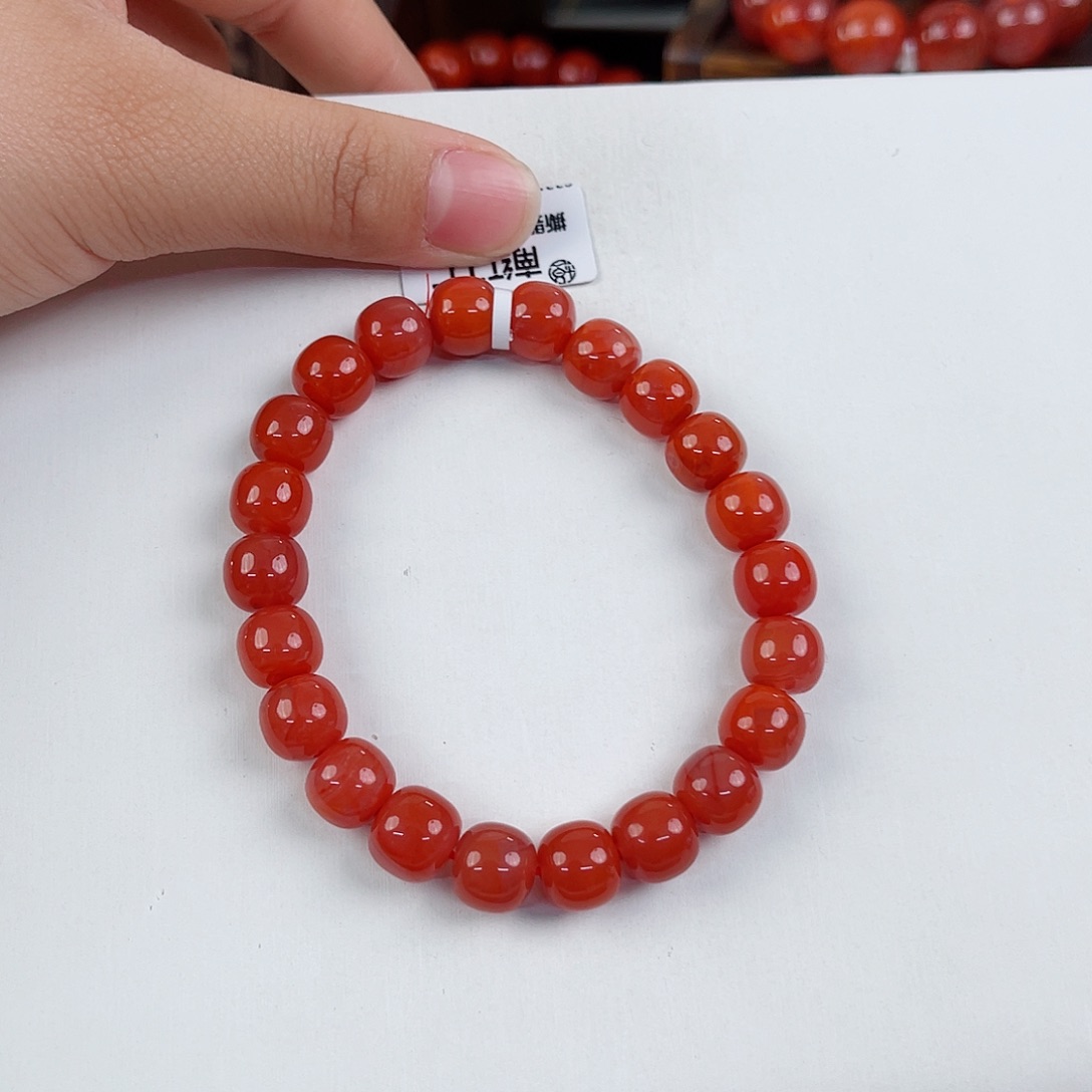 南红玛瑙未镶嵌河湾冰红老型单圈9mm六**年