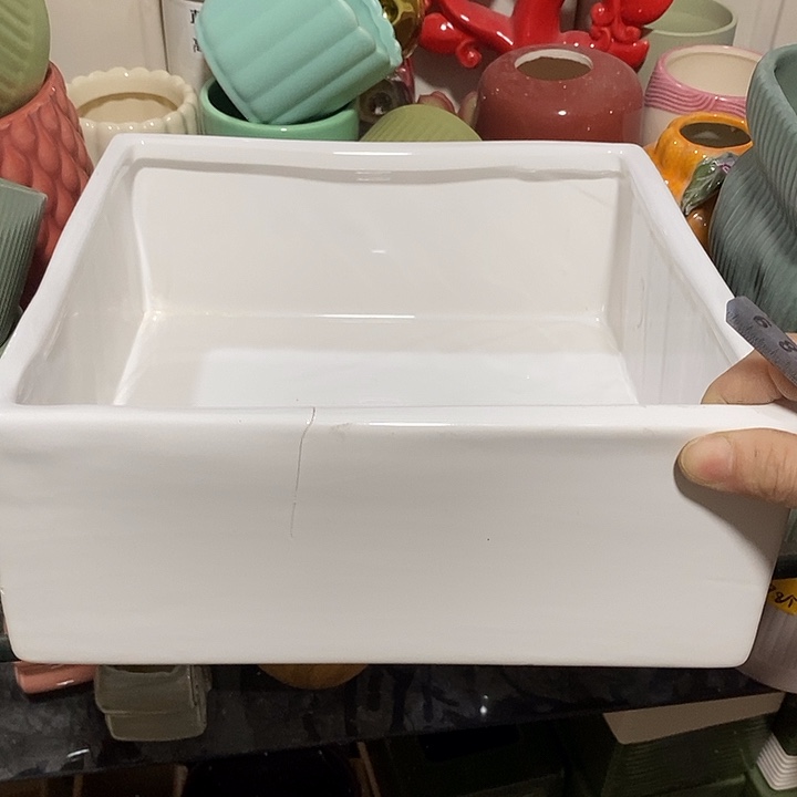 陶盆有孔 瑕疵针孔漏釉介意勿拍 口24高10