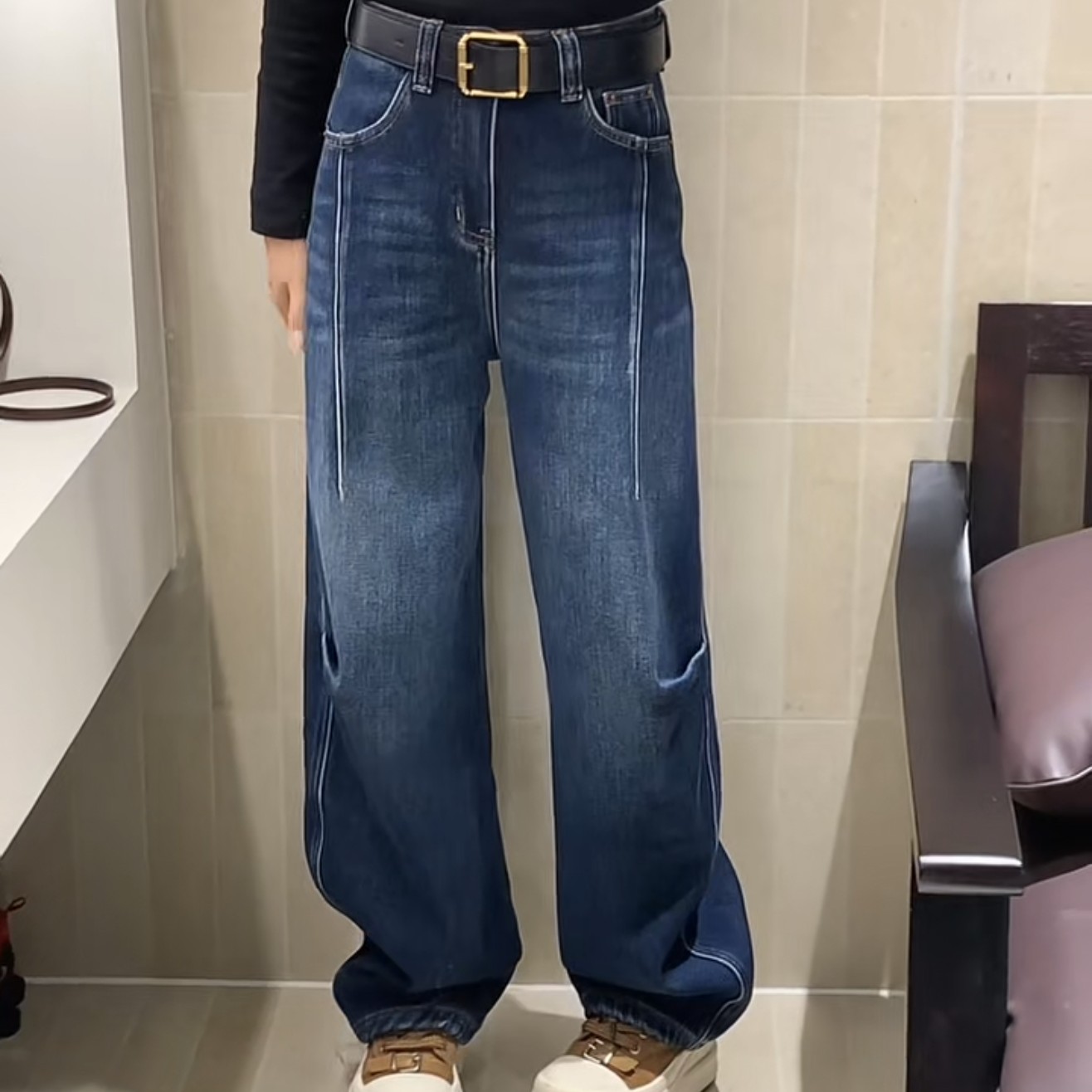 名媛家时尚精品欧货高版本专柜同款拉绒牛仔裤