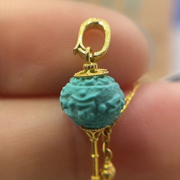 绿松石18K金镶嵌珠宝奇石