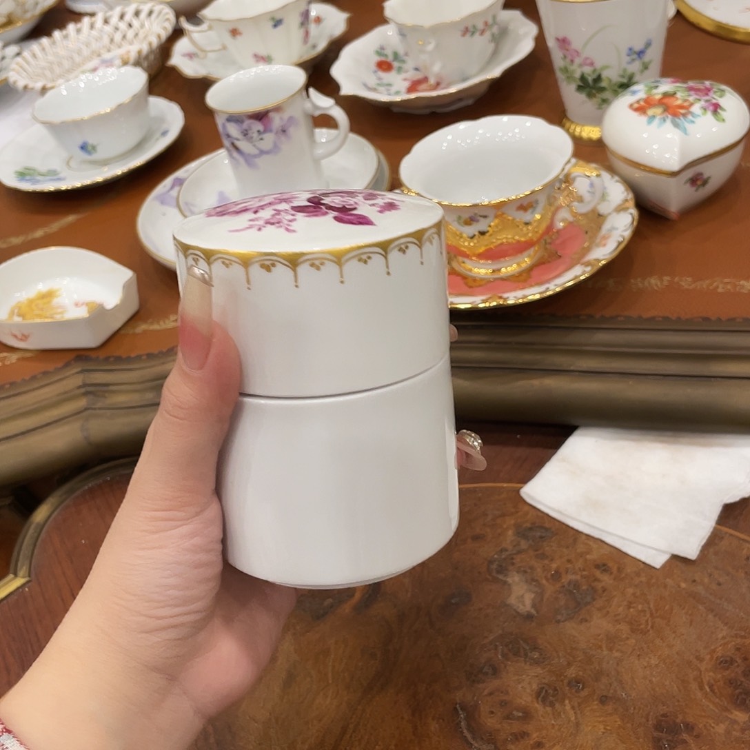 瓷片中古四杠茶叶罐