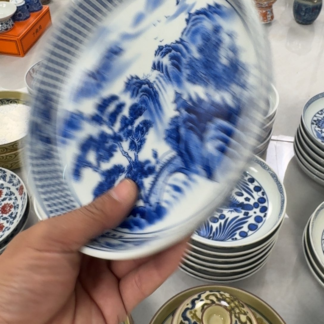 摆件青花山水大壶承