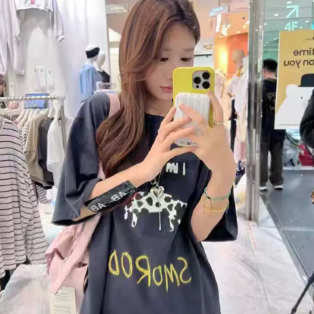 韩国东大门代choi2025夏新圆领字母小狗印花宽松短袖T恤#