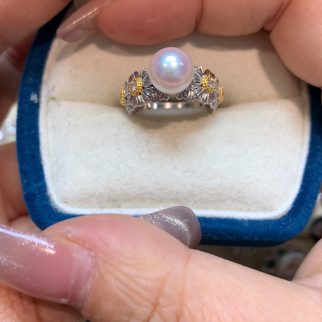 海水珍珠戒指银S925镶嵌