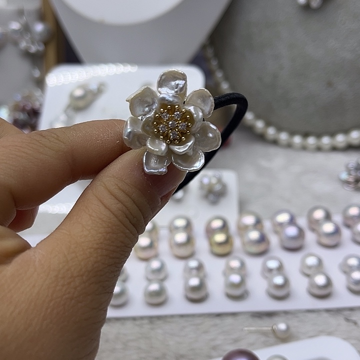 戒指银S925镶嵌淡水珍珠