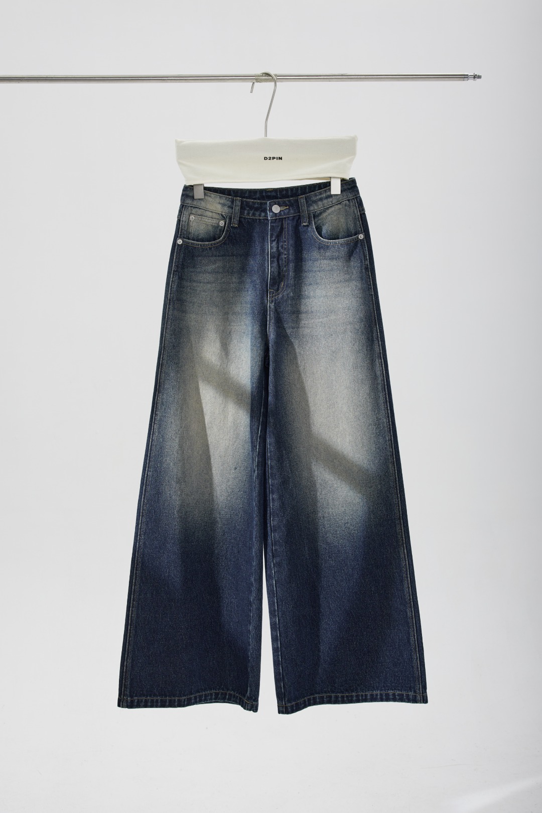 【千蔚】小众设计感原创百搭水洗直筒阔腿牛仔裤5305186