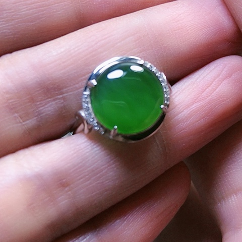 和田玉戒指银S925镶嵌