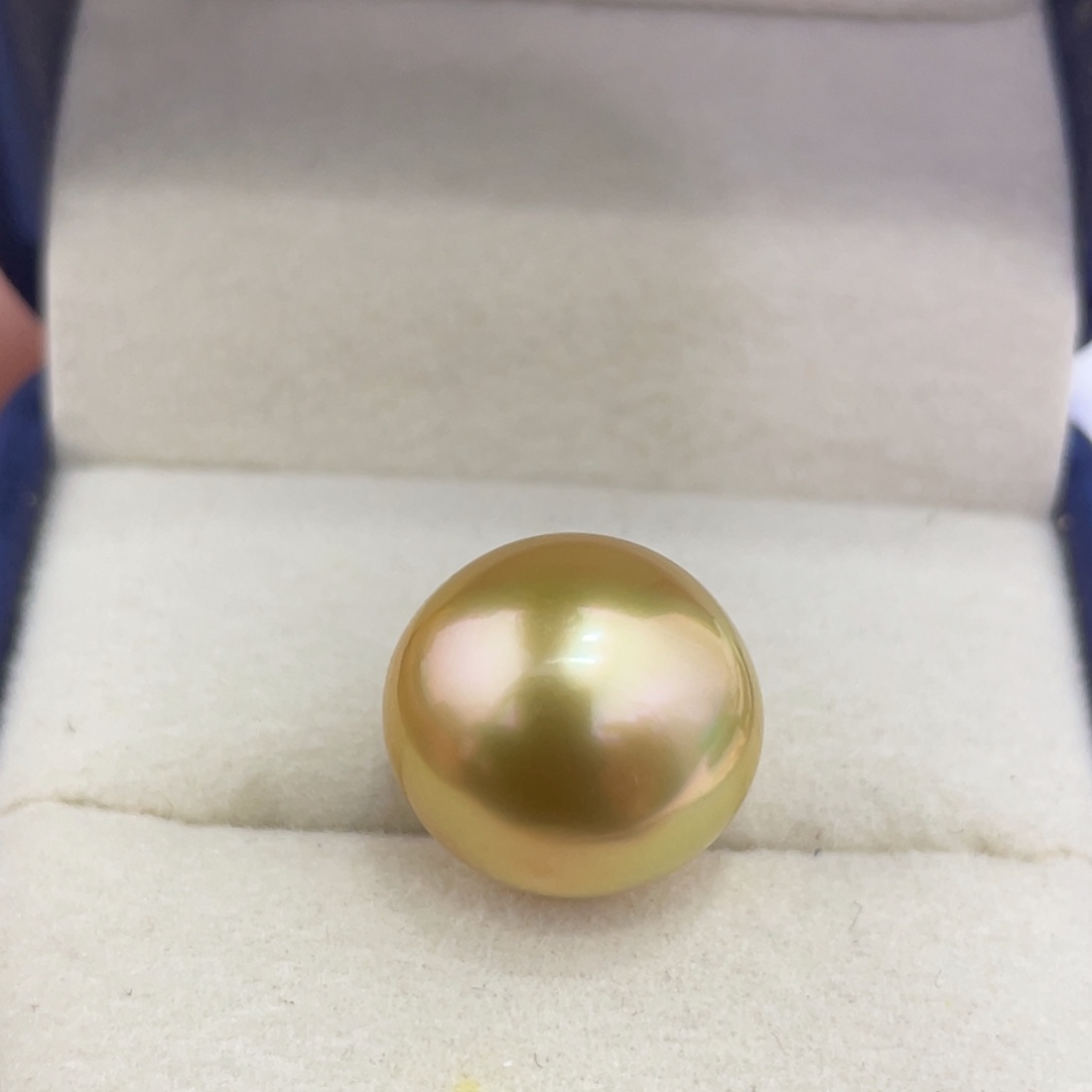 海水珍珠裸珠14-15mm炫彩金珠
