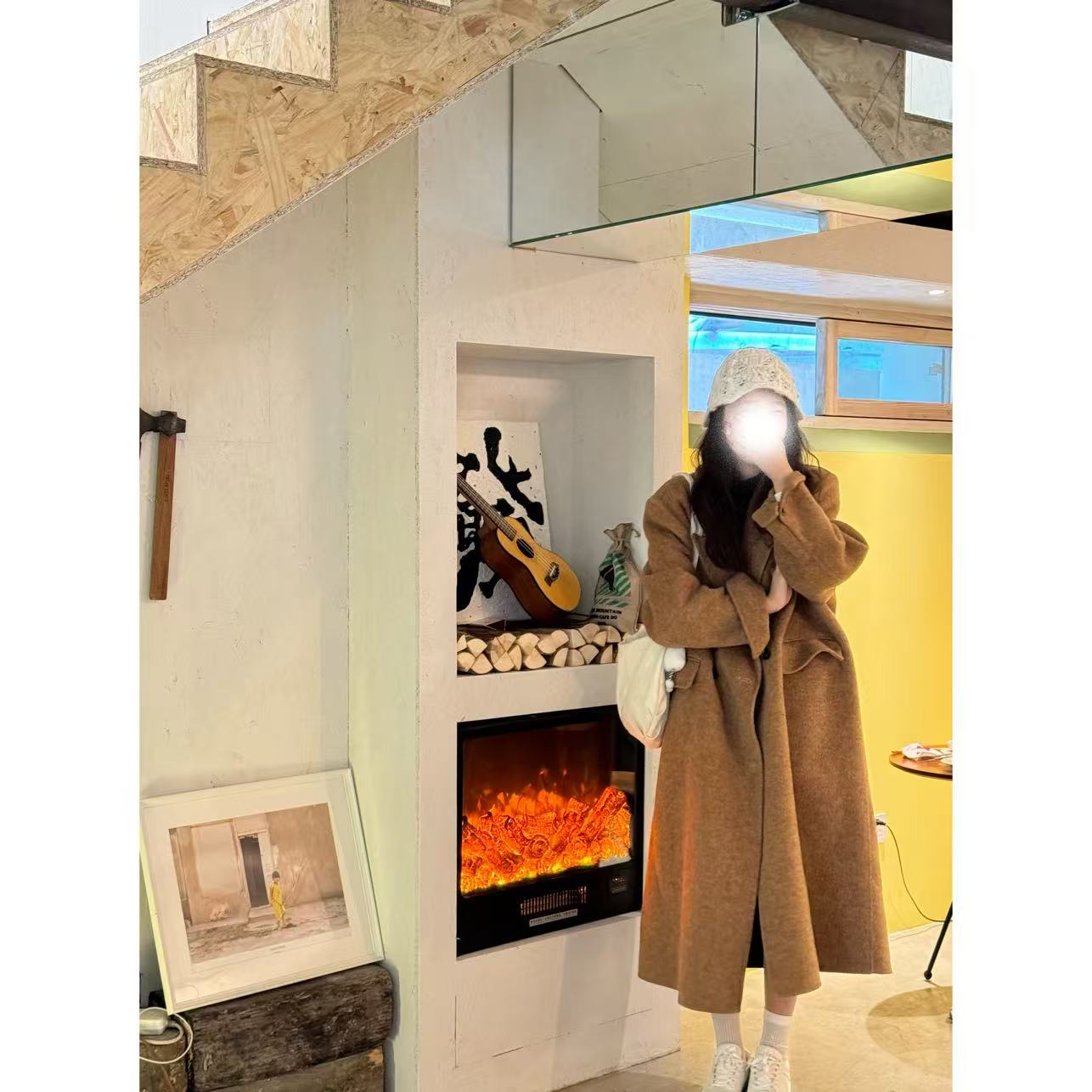 【阔版】25年秋冬穿搭韩版琥珀流光宽松设计感休闲小众双面羊毛大衣