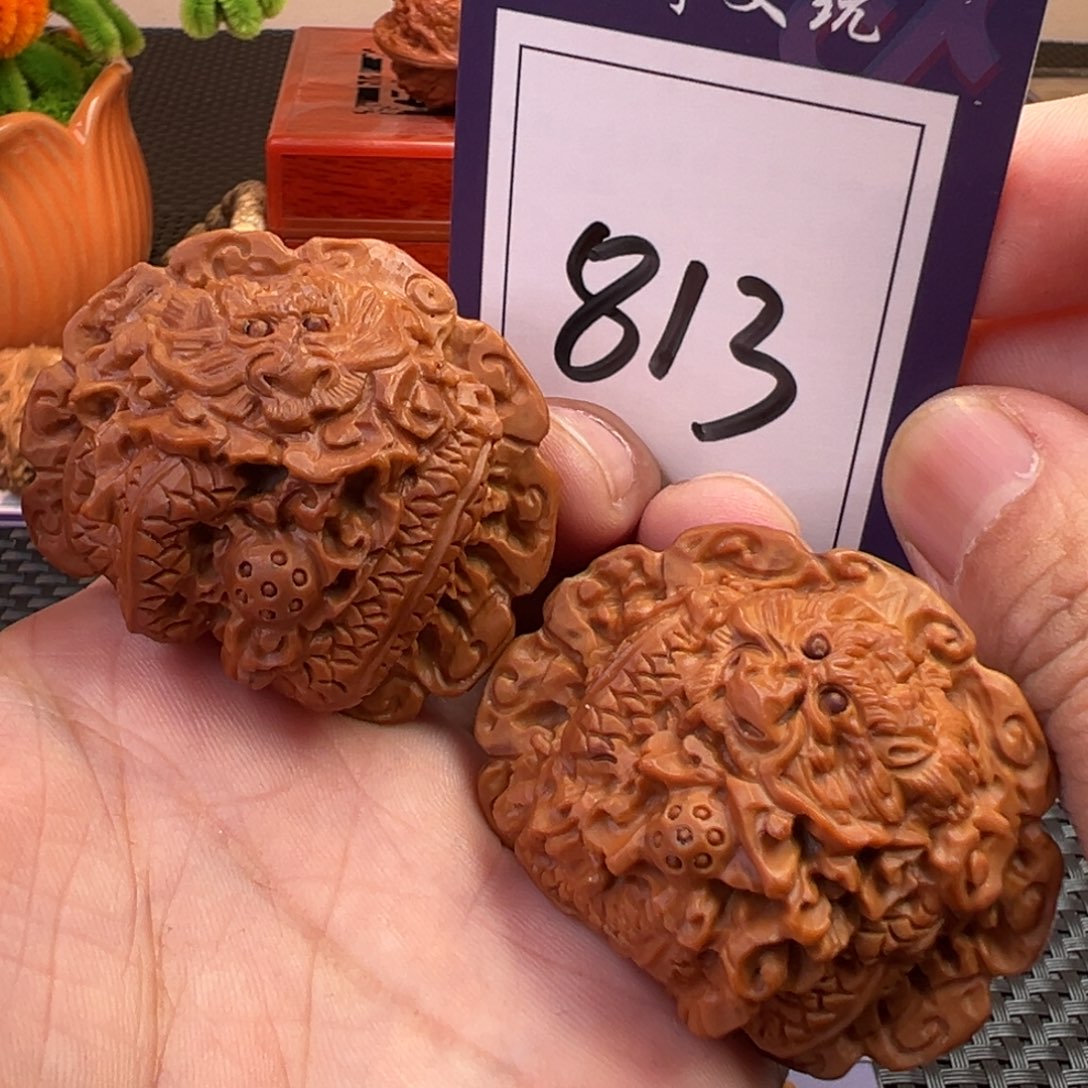 文玩核桃把件官帽雕刻49尺寸813号
