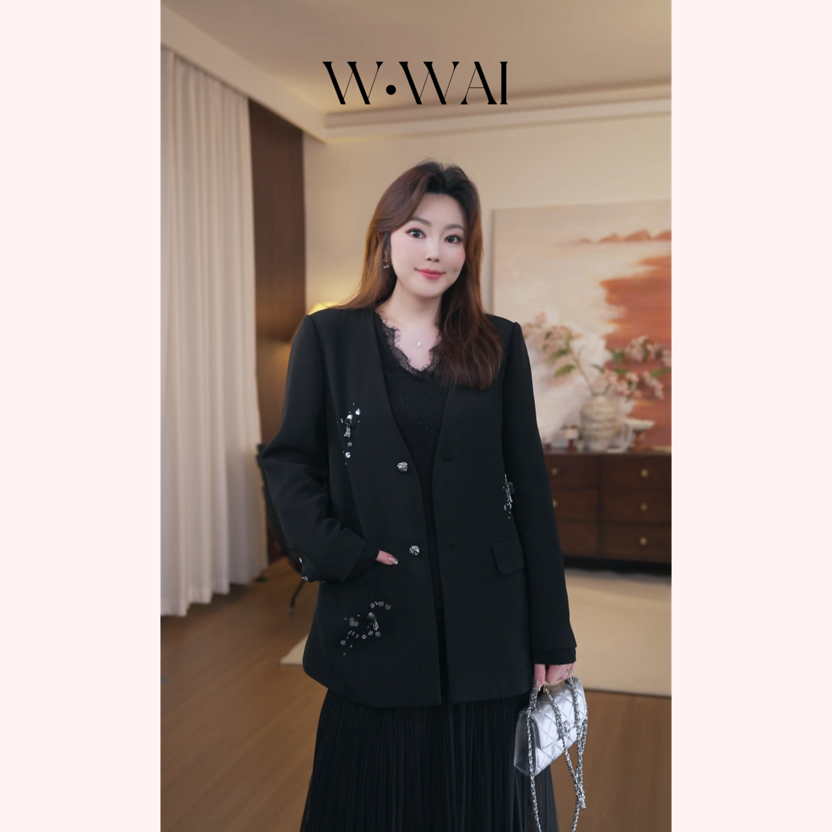 【耀影】显瘦时尚绣花订珠百搭西服 Q53W213