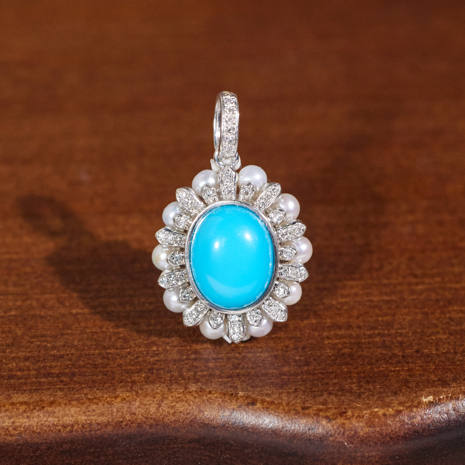 【歪歪】露凝*美松蛋面吊坠*18K镶嵌N6034