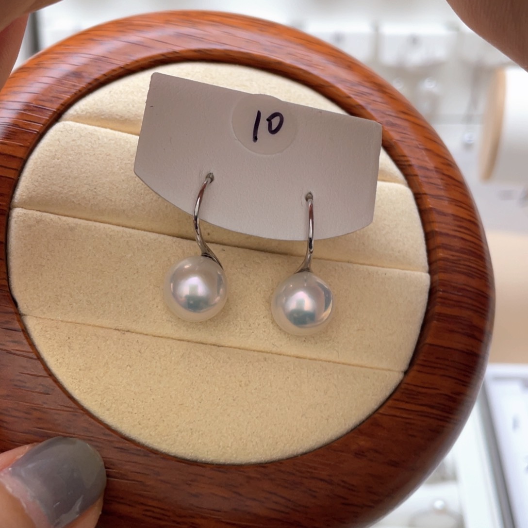 银S925镶嵌淡水珍珠耳饰