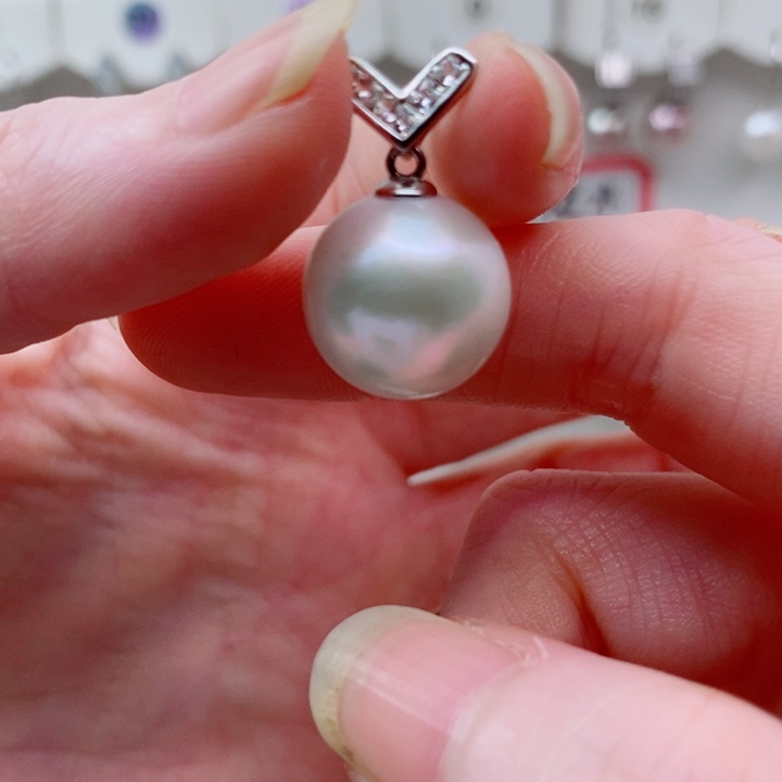 淡水珍珠颈饰银S925镶嵌14mmA