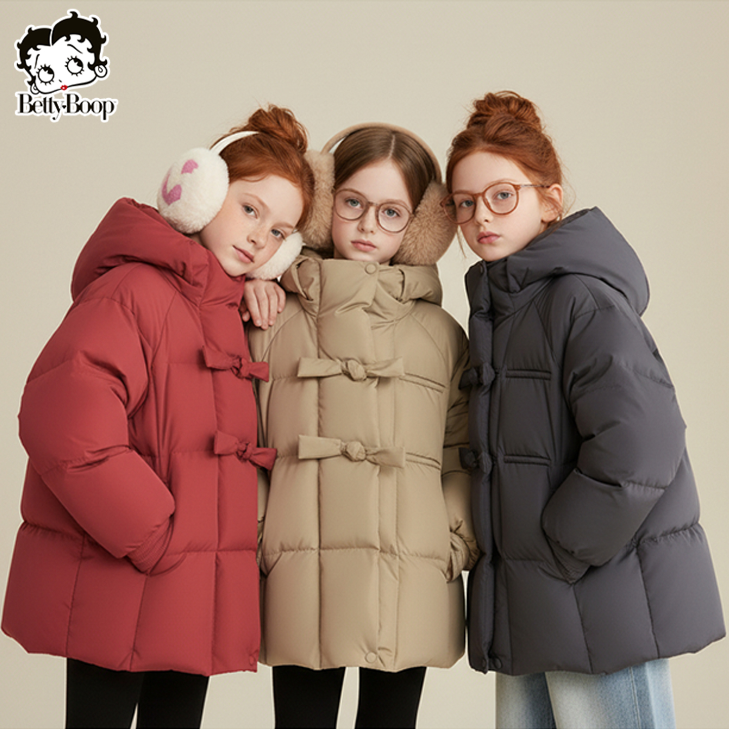 贝蒂三防冬季白鸭绒加绒加厚连帽羽绒服女大童儿童洋气外套25552