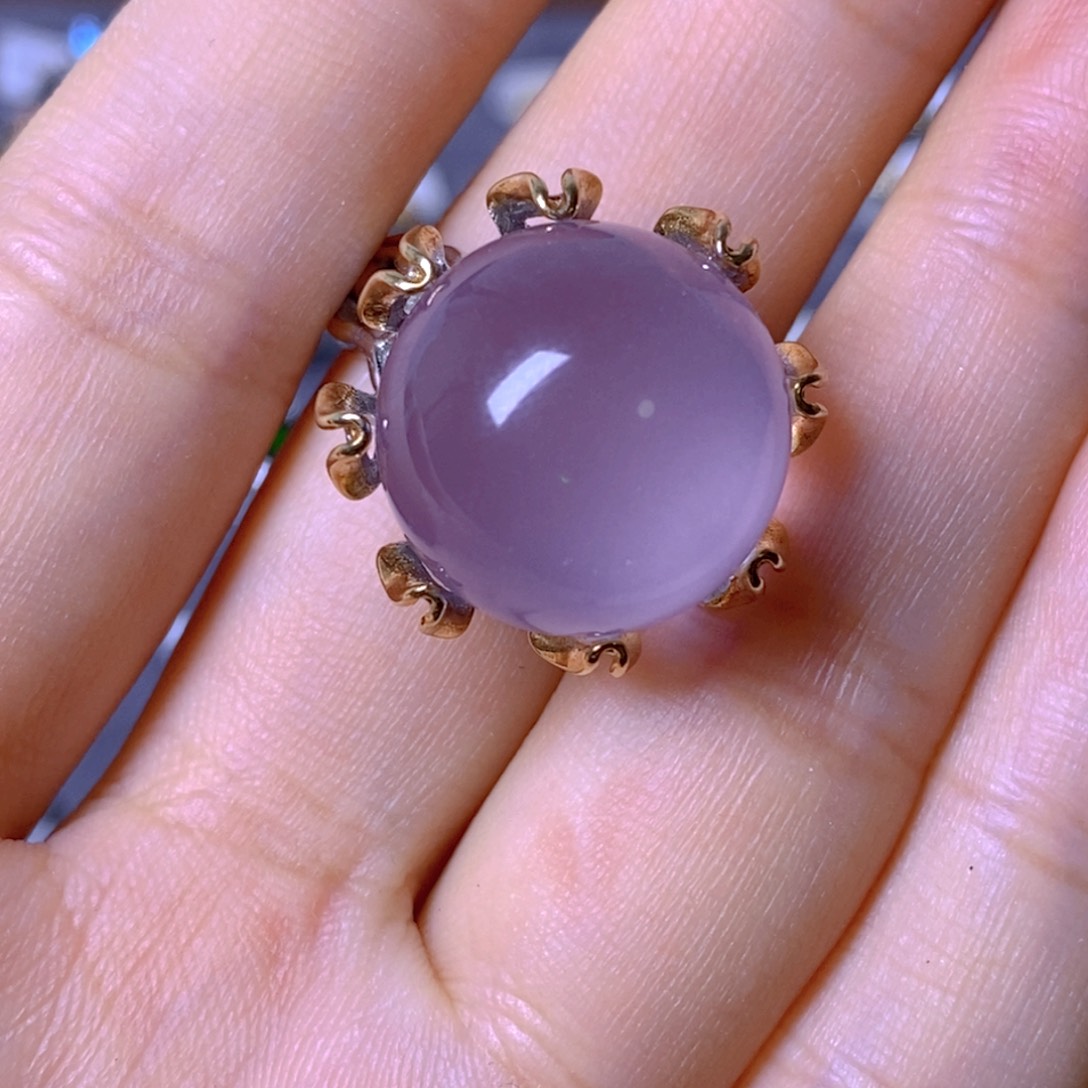 芙蓉石戒指银S925镶嵌明**白