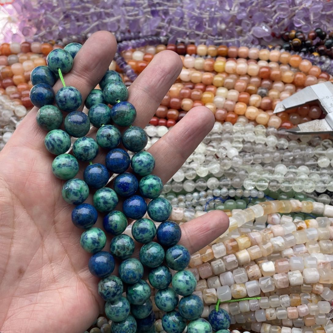 玛瑙/玉髓珠宝半成品未镶嵌一条装12mm+凤凰青金圆珠
