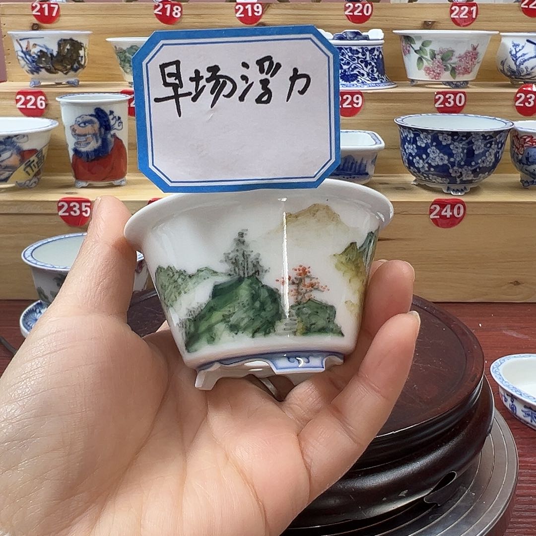 白泥花盆手绘陶瓷花盆手工内口6.5高4.5