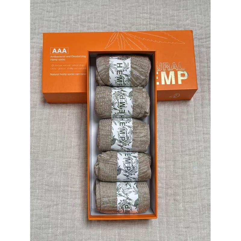 汉麻抗菌防臭袜透气吸汗高档男女款中筒袜子时尚休闲四季袜