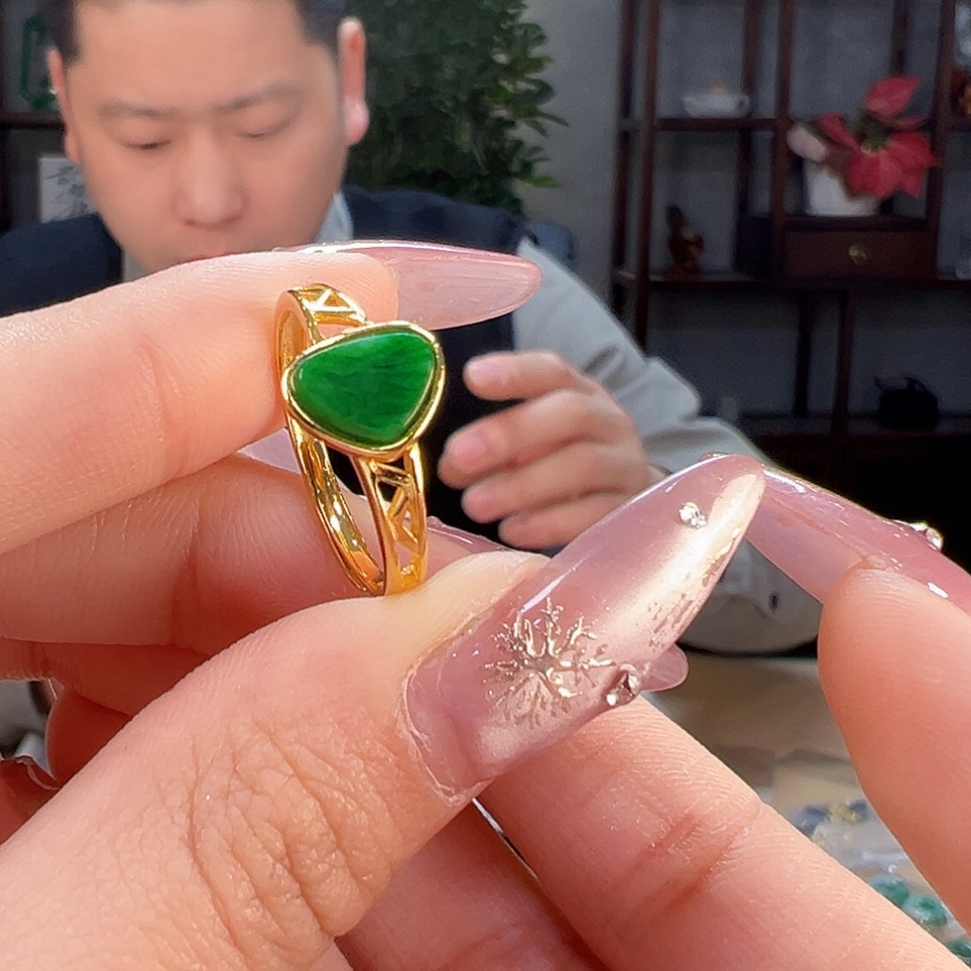 翡翠戒指银S925镶嵌戒指37