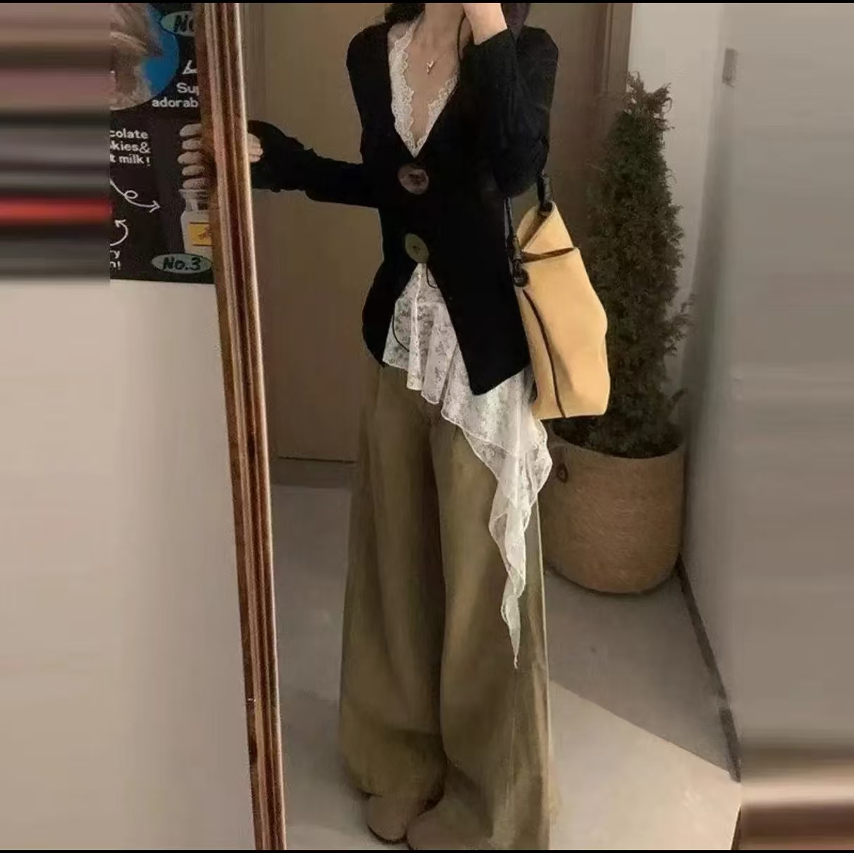 小九九 显瘦长袖复古纽扣高级感上衣99777蕾丝吊带99776裤子99778