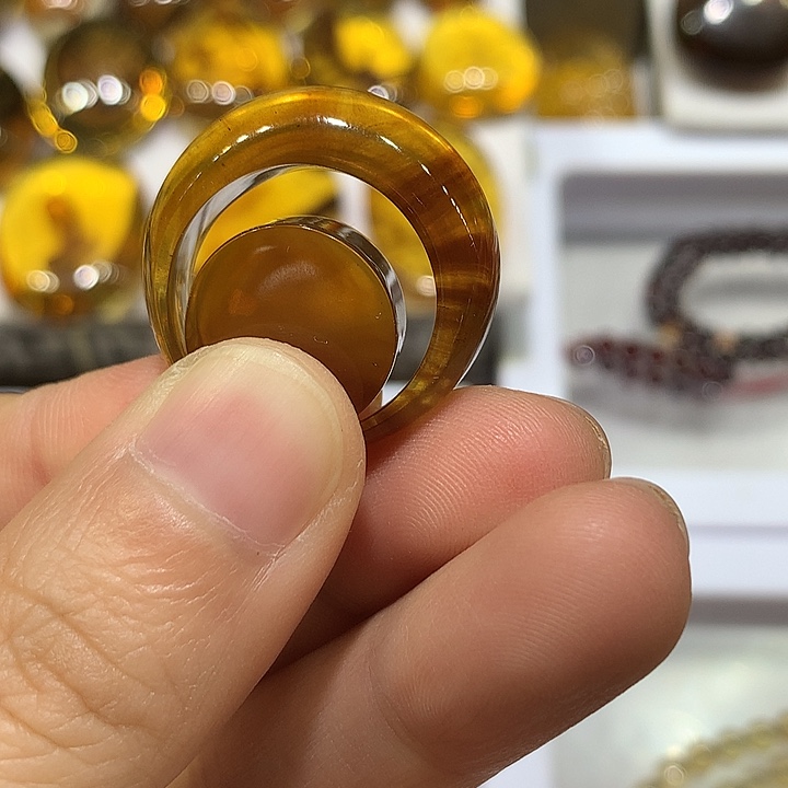 琥珀未镶嵌戒指大头戒