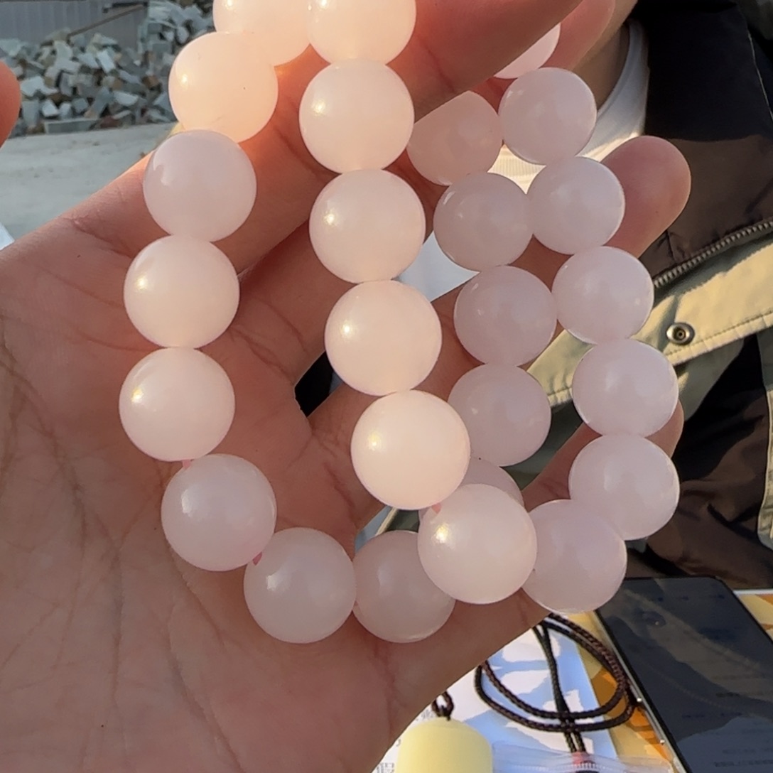 未镶嵌手链和田玉卡14藕粉