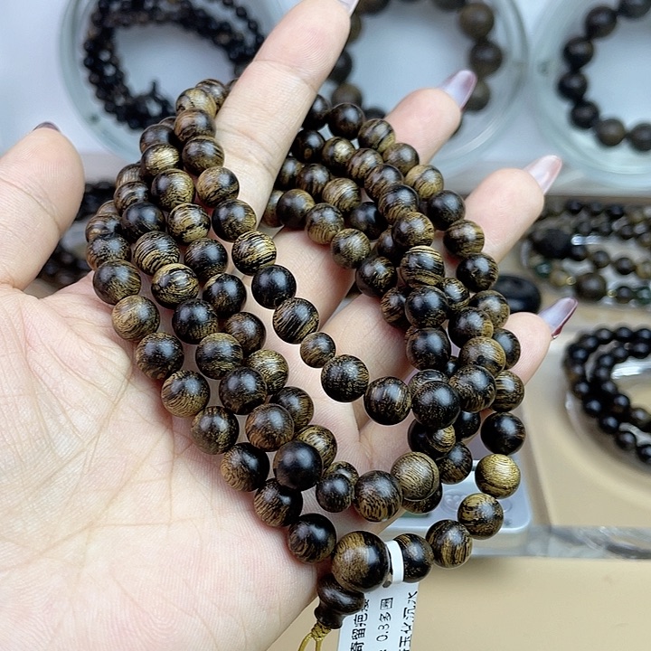 沉香手串一***你越南芽庄白奇玉化留疤嘤子虎斑