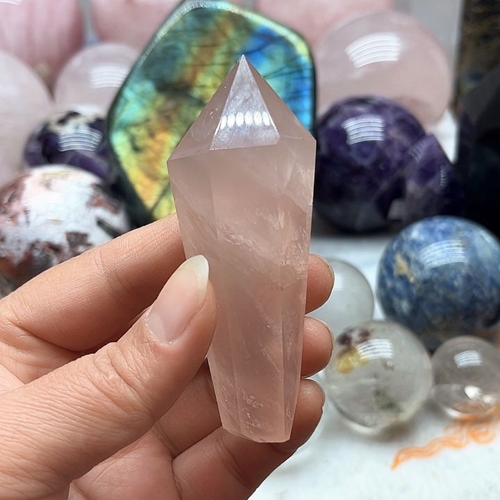 芙蓉石74克粉水晶权仗未镶嵌