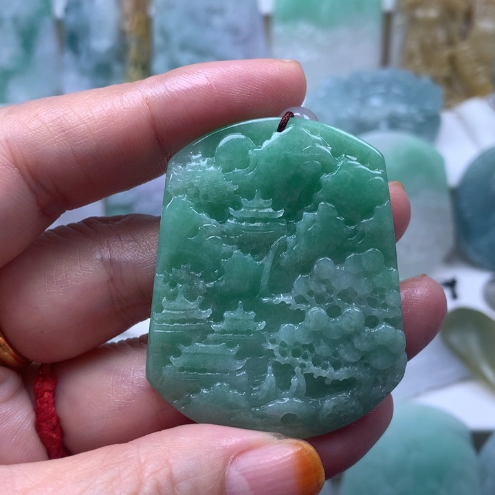 定制翡翠未镶嵌挂件山水挂件